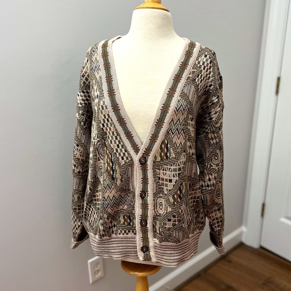 Kalaroo Other - Vintage Kalaroo Australia 100% Cotton Multi-Colored Earthtone Cardigan Sz L.